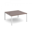 Connex back to back desks 1400mm x 1600mm - white frame and walnut top