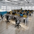 Connex add on unit single 1400mm x 800mm - silver frame and grey oak top