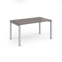 Connex single desk 1400mm x 800mm - silver frame and grey oak top