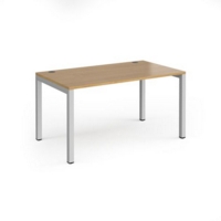 Connex single desk 1400mm x 800mm - silver frame and oak top