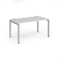 Connex single desk 1400mm x 800mm - silver frame and white top