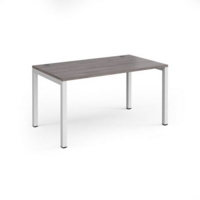 Connex single desk 1400mm x 800mm - white frame and grey oak top