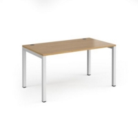 Connex single desk 1400mm x 800mm - white frame and oak top