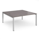 Connex starter units back to back 1600mm x 1600mm - silver frame and grey oak top