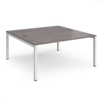 Connex starter units back to back 1600mm x 1600mm - white frame and grey oak top