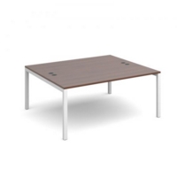 Connex starter units back to back 1600mm x 1600mm - white frame and walnut top