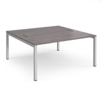 Connex back to back desks 1600mm x 1600mm - silver frame and grey oak top