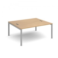 Connex back to back desks 1600mm x 1600mm - silver frame and oak top