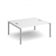 Connex back to back desks 1600mm x 1600mm - silver frame and white top