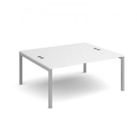 Connex back to back desks 1600mm x 1600mm - silver frame and white top
