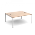 Connex back to back desks 1600mm x 1600mm - white frame and beech top