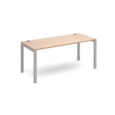 Connex single desk 1600mm x 800mm - silver frame and beech top