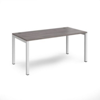 Connex single desk 1600mm x 800mm - white frame and grey oak top