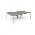 Connex double back to back desks 2400mm x 1600mm - silver frame and grey oak top