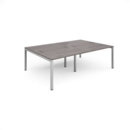 Connex double back to back desks 2400mm x 1600mm - silver frame and grey oak top