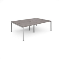 Connex double back to back desks 2400mm x 1600mm - silver frame and grey oak top