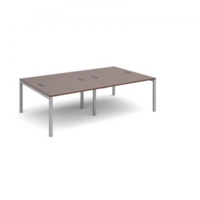 Connex double back to back desks 2400mm x 1600mm - silver frame and walnut top
