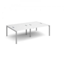 Connex double back to back desks 2400mm x 1600mm - silver frame and white top