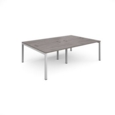 Connex double back to back desks 2400mm x 1600mm - white frame and grey oak top