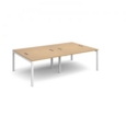 Connex double back to back desks 2400mm x 1600mm - white frame and oak top
