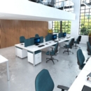 Connex double back to back desks 2400mm x 1600mm - white frame and walnut top