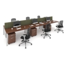 Connex double back to back desks 2800mm x 1600mm - silver frame and grey oak top