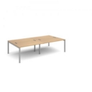Connex double back to back desks 2800mm x 1600mm - silver frame and oak top