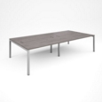 Connex double back to back desks 3200mm x 1600mm - silver frame and grey oak top