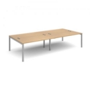 Connex double back to back desks 3200mm x 1600mm - silver frame and oak top