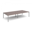 Connex double back to back desks 3200mm x 1600mm - silver frame and walnut top