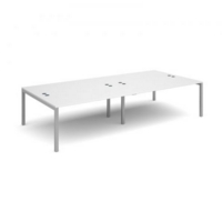 Connex double back to back desks 3200mm x 1600mm - silver frame and white top