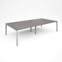 Connex double back to back desks 3200mm x 1600mm - white frame and grey oak top