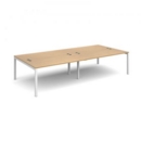 Connex double back to back desks 3200mm x 1600mm - white frame and oak top