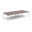 Connex double back to back desks 3200mm x 1600mm - white frame and walnut top