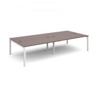 Connex double back to back desks 3200mm x 1600mm - white frame and walnut top