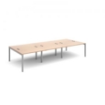 Connex triple back to back desks 3600mm x 1600mm - silver frame and beech top