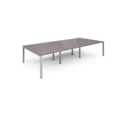 Connex triple back to back desks 3600mm x 1600mm - silver frame and grey oak top