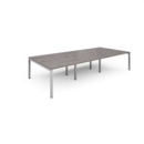 Connex triple back to back desks 3600mm x 1600mm - silver frame and grey oak top