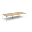 Connex triple back to back desks 3600mm x 1600mm - silver frame and oak top
