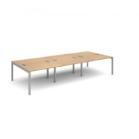 Connex triple back to back desks 3600mm x 1600mm - silver frame and oak top