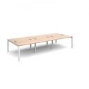 Connex triple back to back desks 3600mm x 1600mm - white frame and beech top