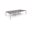 Connex triple back to back desks 3600mm x 1600mm - white frame and grey oak top