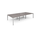 Connex triple back to back desks 3600mm x 1600mm - white frame and grey oak top