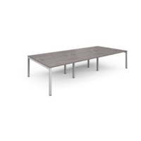 Connex triple back to back desks 3600mm x 1600mm - white frame and grey oak top