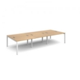Connex triple back to back desks 3600mm x 1600mm - white frame and oak top