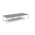 Connex triple back to back desks 3600mm x 1600mm - white frame and walnut top