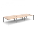 Connex triple back to back desks 4200mm x 1600mm - silver frame and beech top