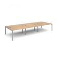 Connex triple back to back desks 4200mm x 1600mm - silver frame and oak top