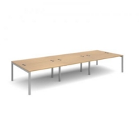 Connex triple back to back desks 4200mm x 1600mm - silver frame and oak top