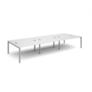 Connex triple back to back desks 4200mm x 1600mm - silver frame and white top